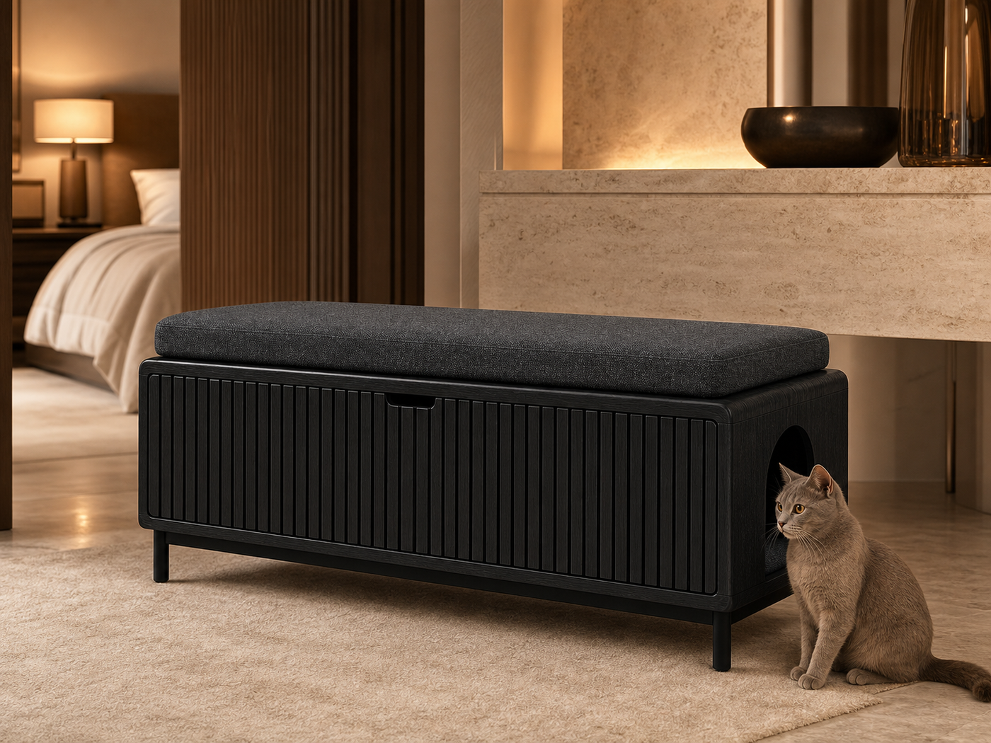 Hidden Litter Box Bench UAE | Reed Bench