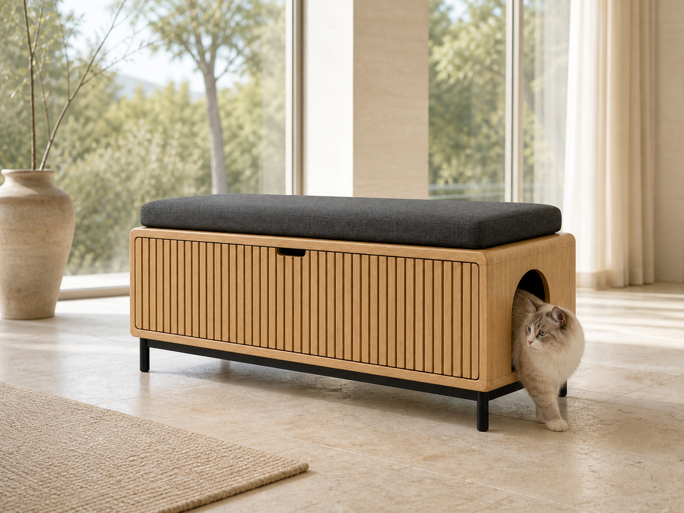Hidden Litter Box Bench UAE | Reed Bench