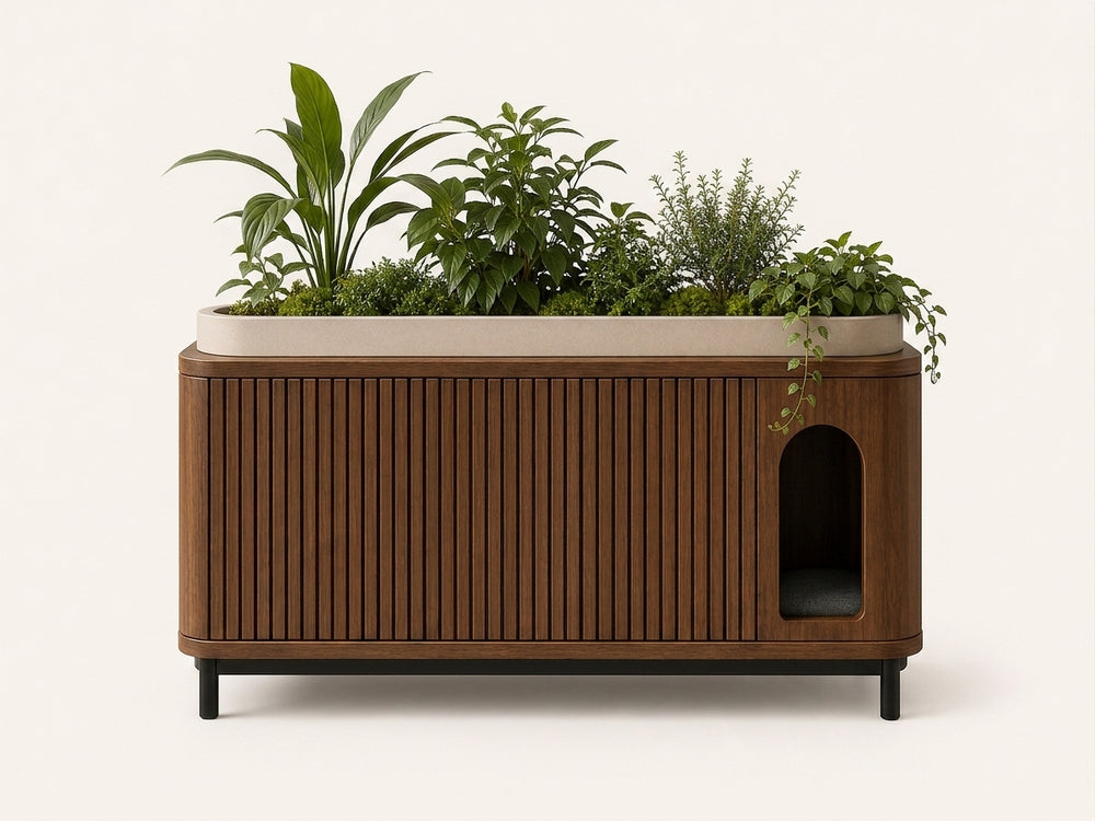 Planter Litter Box Furniture UAE | Lotus Console dimensions 150 L x 60 W x 60 H cm