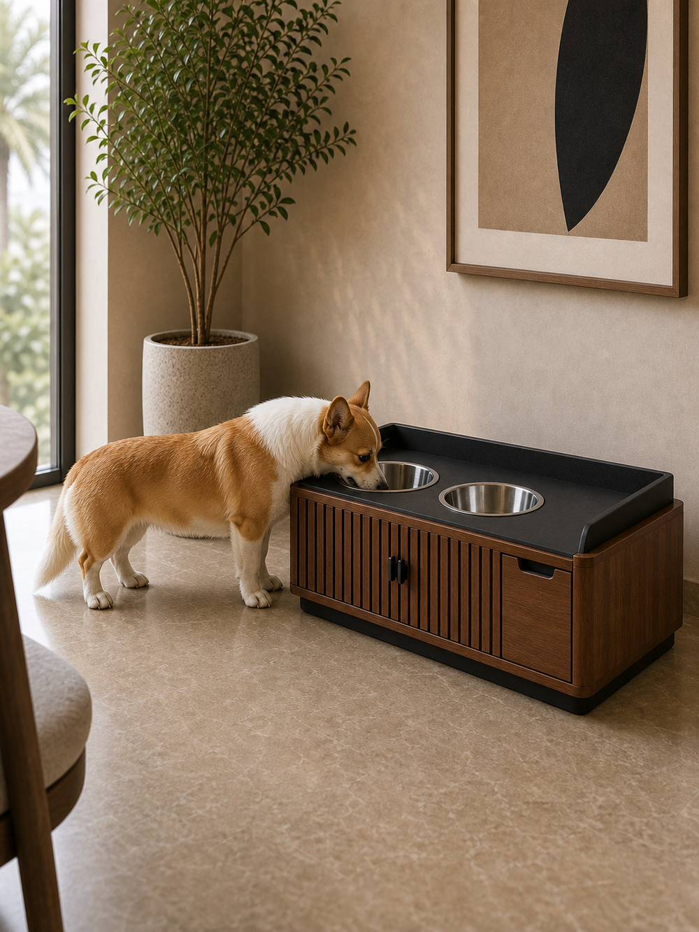 Dog Water Bowl Stand UAE | Doro Water Station dimensions 100 L x 45 W x 55 H cm