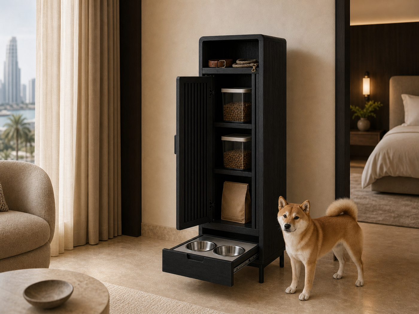 Dog Food Storage Cabinet UAE | Ora Pantry Feeder