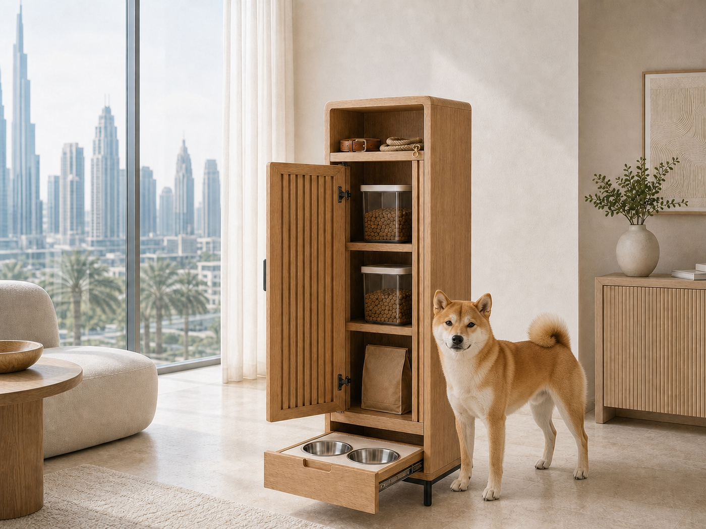 Dog Food Storage Cabinet UAE | Ora Pantry Feeder