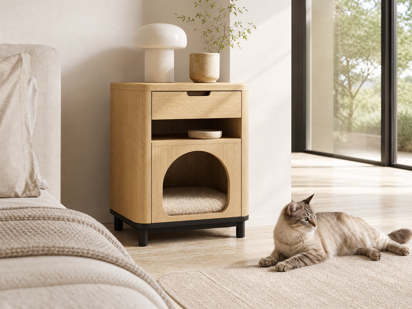 Bedside Cat Bed UAE | Mira Bedside Nest